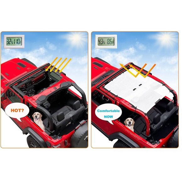 Shadeidea Sun Shade for Jeep Wrangler JL 2-Door (2018–2023)‎ – White Mesh - Picture 3 of 7